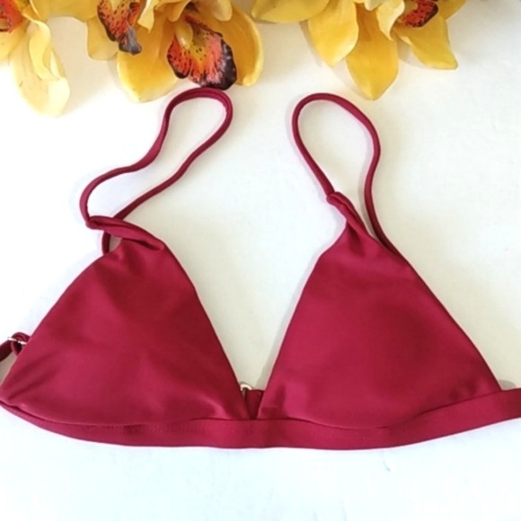 BURGUNDY TRIANGLE HI-CUT STRING BIKINI SET SIZE MD - Picture 3 of 8